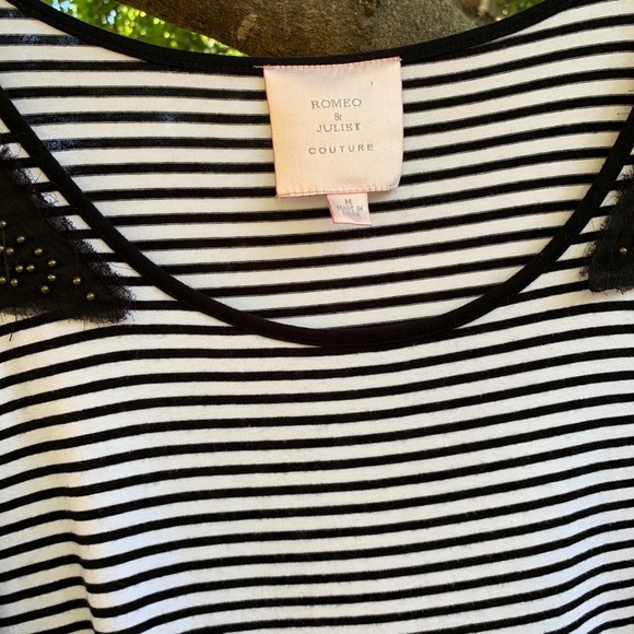 Romeo & Juliet Black & White Striped T-shirt Dres - Picture 3 of 4